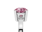 Fancy Pink Round Cut Diamond Solitaire Ring Set in Silver with Prong Head and Smooth Polished Band