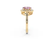 Oval Halo Engagement Ring Setting for a Fancy Pink Lab-Grown Diamond | Polished Halo Rim | Yellow Gold