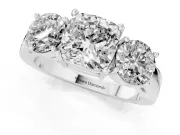 Cushion Cut Three Stone Engagement Ring Setting | Wide Plain Band | Sterling Silver