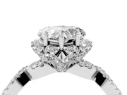 Heart-Shaped Milgrain Halo Engagement Ring Setting | Graduated Shoulders | Sterling Silver