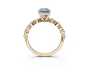 Radiant Cut Graduated Side Stone Engagement Ring Setting for a Fancy Blue Lab-Grown Diamond | Yellow Gold