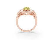 Fancy Yellow Marquise Cut Diamond Milgrain Halo Ring Set in Rose gold with Split Shank