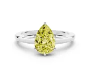 Pear-Shaped Plain Engagement Ring Setting for a Fancy Yellow Lab-Grown Diamond | Sterling Silver