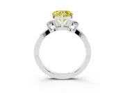 Fancy Yellow Three-Stone Heart Cut Diamond Twist Band Ring Set in Platinum with Pavé Accents and Prong Setting