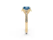 Asscher Cut Floral Pavé Engagement Ring Setting for a Fancy Blue Lab-Grown Diamond | Yellow Gold