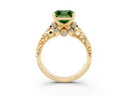 Asscher Cut Filigree Engagement Ring Setting for a Fancy Green Lab-Grown Diamond | Yellow Gold