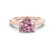 Fancy Pink Heart Cut Diamond Solitaire Ring Set in Rose gold with Prong Setting and Classic Band