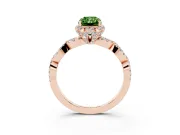 Radiant Cut Milgrain Halo Engagement Ring Setting for a Fancy Green Lab-Grown Diamond | Graduated Shoulders | Rose Gold