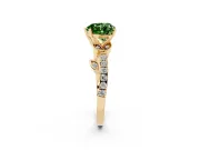 Heart-Shaped Leaf Pavé Engagement Ring Setting for a Fancy Green Lab-Grown Diamond | Yellow Gold