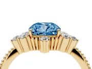 Cushion Cut Cluster Engagement Ring Setting for a Fancy Blue Lab-Grown Diamond | Yellow Gold