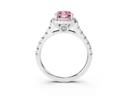 Cushion Cut Halo Engagement Ring Setting for a Fancy Pink Lab-Grown Diamond | Shared Prong Shoulders | Sterling Silver