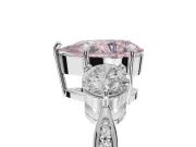 Pear-Shaped Three Stone Engagement Ring Setting for a Fancy Pink Lab-Grown Diamond | Tapered Pave Band | Platinum