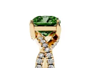 Cushion Cut Twisted Pave Engagement Ring Setting for a Fancy Green Lab-Grown Diamond | Split Shank | Yellow Gold
