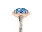 Round Halo Engagement Ring Setting for a Fancy Blue Lab-Grown Diamond | Rose Gold - Design NV-24729