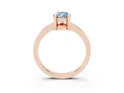 Fancy Blue Pear Cut Diamond Solitaire Ring Set in Rose gold with Prong Head and Smooth Polished Band