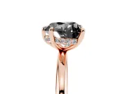Fancy Black Heart Cut Diamond Solitaire Ring Set in Rose gold with Thin Band and Prong Setting