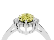 Fancy Yellow Marquise Cut Diamond Halo Ring Set in White gold with Round Halo and Smooth Solitaire Band