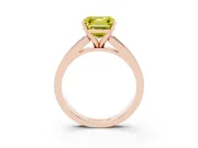 Fancy Yellow Asscher Cut Diamond Solitaire Ring Set in Rose gold with Channel-Set Band and Prong Setting