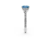 Radiant Cut Hidden Halo Pave Engagement Ring Setting for a Fancy Blue Lab-Grown Diamond | Claw Prongs | White Gold