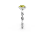 Fancy Yellow Heart Cut Diamond Halo Twisted Band Ring Set in Silver with Prong Setting