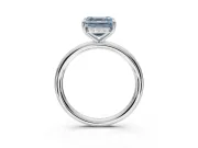 Asscher Cut Hidden Halo Ring Setting for a Fancy Blue Lab-Grown Diamond | Sterling Silver