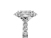 Emerald Cut Floral Petal Engagement Ring Setting | Petal Accents | Sterling Silver