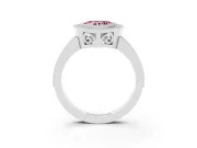 Fancy Pink Heart Cut Diamond Round Halo Ring Set in Silver with Pavé Band
