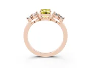 Fancy Yellow Emerald Cut Diamond Solitaire Ring Set in Rose gold with Cluster Accents on Each Side