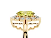 Oval Scalloped Cluster Halo Engagement Ring Setting for a Fancy Yellow Lab-Grown Diamond | Plain Band | Yellow Gold