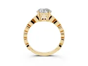 Round Cut Diamond Solitaire Ring Set in Yellow gold with Infinity Twist Pavé Band