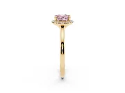 Oval Halo Engagement Ring Setting for a Fancy Pink Lab-Grown Diamond | Plain Polished Band | Yellow Gold