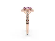 Oval Graduated Milgrain Halo Engagement Ring Setting for a Fancy Pink Lab-Grown Diamond | Rose Gold