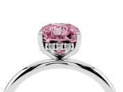 Fancy Pink Radiant Cut Diamond Solitaire Engagement Ring Set in Silver with Prong Setting and Polished Band