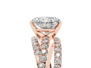 Radiant Cut Twisted Pavé Solitaire Engagement Ring Setting | Three-Strand Band | Rose Gold