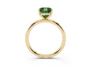 Fancy Green Princess Cut Diamond Solitaire Ring Set in Yellow gold with Thin Band and Prong Setting