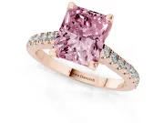 Radiant Cut Hidden Halo Pave Engagement Ring Setting for a Fancy Pink Lab-Grown Diamond | Claw Prongs | Rose Gold