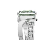 Princess Cut Bypass Engagement Ring Setting for a Fancy Green Lab-Grown Diamond | Sterling Silver - Design NV-24814