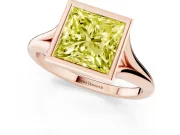 Princess Cut Bezel Engagement Ring Setting for a Fancy Yellow Lab-Grown Diamond | Rose Gold