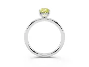 Fancy Yellow Pear Cut Diamond Solitaire Ring Set in Platinum with Thin Band and Prong Setting
