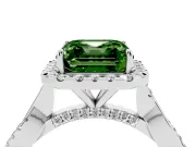 Asscher Cut Twist Halo Engagement Ring Setting for a Fancy Green Lab-Grown Diamond | Platinum