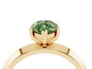 Fancy Green Marquise Cut Diamond Solitaire Engagement Ring Set in Yellow gold with Flat Band and Prong Setting