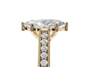 Marquise Vintage Engraved Pavé Engagement Ring Setting | Milgrain Edges | Yellow Gold