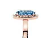 Oval Thin Halo Engagement Ring Setting for a Fancy Blue Lab-Grown Diamond | Plain Band | Rose Gold