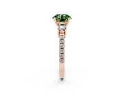 Round Three Stone Pavé Engagement Ring Setting for a Fancy Green Lab-Grown Diamond | Round Side Stones | Rose Gold