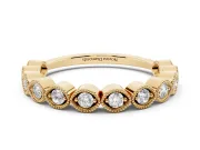 Round Lab-Grown Diamond Vintage Half Eternity Band | Milgrain Marquise Frames | Yellow Gold