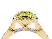 Emerald Cut Twist Halo Engagement Ring Setting for a Fancy Yellow Lab-Grown Diamond | Yellow Gold