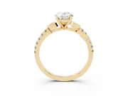Oval Leaf Pavé Engagement Ring Setting | Leaf Motif Shoulders | Yellow Gold