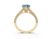 Heart-Shaped Hidden Halo Engagement Ring Setting for a Fancy Blue Lab-Grown Diamond | Milgrain Pave | Yellow Gold