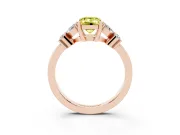 Fancy Yellow Emerald Cut Diamond Floral Cluster Ring Set in Rose gold with Marquise Petals and Prong Setting