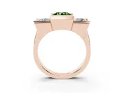 Round Channel-Set Three Stone Engagement Ring Setting for a Fancy Green Lab-Grown Diamond | Wide Flat Band | Rose Gold